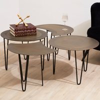 Orsina Versatile Design Set Of 4 Coffee Tables, Stunning Modern Coffee Tables, Antique Brass Finish Coffee Tables in Black