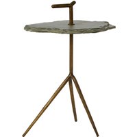 Orsina Unique Grey Stone Top Side Table, Natural Design Round Side Table, Durable Constructed Small Side Table