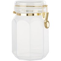 Orsina Elegant Design Gozo Octagonal Storage Jar 1200 ml, Durable Glass Jar With Lid, Sleek Airtight Storage Jar in Clear