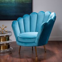 Orsina Glamorous Design Pink Scalloped Chair, Sturdy Occassional Arm Chair, Stylish Armchair For Livingroom in Blue