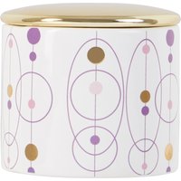 Orsina Dolomite Cotton Ball Canister, White Glazed Holder, Bathroom Cotton Ball Container With Golden Airtight Lid