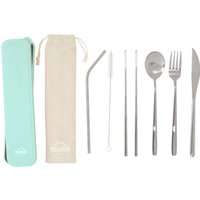 Orsina 6 Pc Straw Cutlery Set with Box, Spoon & Fork Set, Serving Fork & Spoon, Unique Cutlery Set in Silver