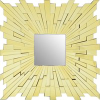 Orsina Large Square Wall Mirror, 90cm Framed Full Size Mirror With Reflective Tiled Border, Luxe Statement Mirror in Gold
