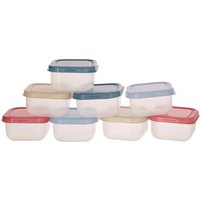 Orsina Set of Eight Multicolour Mini Storage Containers, 100ml Capacity, BPA-Free Plastic with Secure Snap-On Lids in Clear