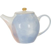 Orsina Hand-Painted Stoneware Teapot, Modern Ceramic Tea Pot With Assorted Pastel Tones, Teapot With Gold-Plated Lid