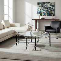 Orsina Striking Design Silver Metal & Side Table With Black Legs, Durable Modern Side Table For Livingroom