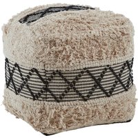 Orsina Cefena Black & White Shaggy Pouffe in Cream