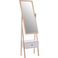 Orsina Full Length Mirror Stand, Modern Ladder Design Large Bathroom Mirror, Stable Design Large Tall Mirror Stand in Natural