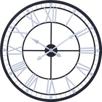 Orsina Unique Skeletal Wall Clock With Roman Numerals, Oversized Round Clock With Spade Hands, Retro Wall Clock in Black