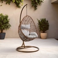 Orsina Luxurious Brown Rattan Hanging Chair, Versatile Lounge Chair, Sturdy Bedroom Chair, Modern Garden Chair