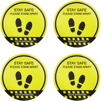 Warning Floor Sticker Stay Safe Please Stand Apart Set 4