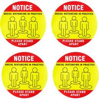 Warning Sticker Please Stand Apart Set 4