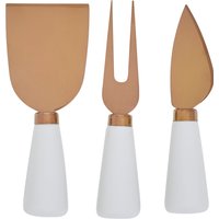 Exbury 3Pc White & Rose Gold Cheese Knife Set