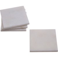 Orsina Set Of Four White Marble Square Coasters, Durable Natural Stone Coasters For Home & Kitchen