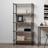 Orsina Storage Five Tier Oak Shelf Unit, Versatile & Adaptable Shelving Unit, Durable tall Cupboards in Grey