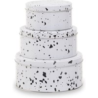 Orsina Set Of 3 Cake Storage Tins, Stylish Nesting Tins With Colourful Speckle Design & Lids, Ideal For Storing in White