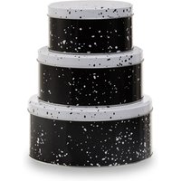 Orsina Set Of 3 Black & White Storage Tins, Modern Monochrome Metal Canisters With Lids, Ideal For Storing