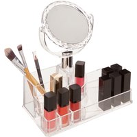 Orsina Clear Beauty Cosmetic Organiser with Mirror, Smart Makeup Organiser with Mirror, Makeup Mirror with Storage