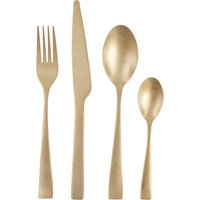 16 Piece Gold Finish Cutlery Set Luxurious Mirrored Gold Stainless Steel Flatware Sleek Tapered Handles