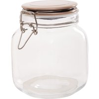 Orsina Durable Square 1050ml Glass Jar With Champagne Lid, Stylish Glass Jar With Lid, Airtight Storage Jars in Clear