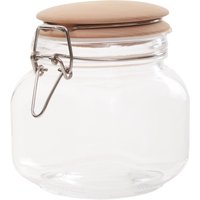 Orsina Stylish Square 800ml Glass Jar With Wooden Lid, Durable Glass Jar With Lid, Versatile Airtight Storage Jars in Clear