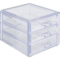 Orsina Beauty 3 Drawer Cosmetics Organiser in Clear