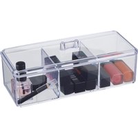 Orsina Beauty 3 Compartment Cosmetics Organiser With Lid in Clear