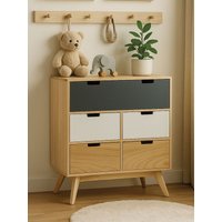 Orsina Compact Design Five Drawer Chest, Modern Design Chest Of Drawers For Livingroom, Minimalist Storage Chest in Grey