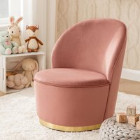 Orsina Stylish Cream Velvet Base Chair, Elegant Accent Chair, Velvet Upholstered Armless Chair, Mid-century Chair in Dusty Pink