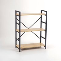 Orsina Luxe Light Yellow 3-Tier Shelf Unit with Black Metal Frame, Bookcase For Home Office, Stylish Display Unit