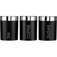 Premier Housewares Tea Coffee & Sugar Canisters Black