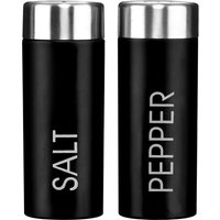 Orsina White Enamel Salt & Pepper Set, Durable Metal Shakers With Glossy Enamel Finish, Easy To Refill in Black