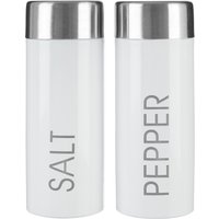 Orsina White Enamel Salt & Pepper Set, Durable Metal Shakers With Glossy Enamel Finish, Easy To Refill