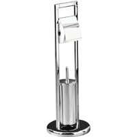 Orsina Unique Chrome Bathroom Set, Toilet Brush & Roll Large Holder, Toilet Roll Stand With Integrated Loo Brush in Silver
