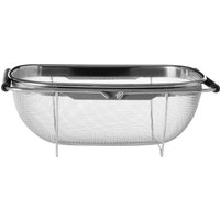 Versatile Over Sink Drainer Expandable Handle Convenient Sink Dish Rack Durable Steel Drainer Silver