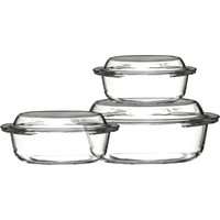 Orsina 3 Tempered Glass Casserole Dishes, Heatproof Casserole Pans, Oven-Safe Bakeware Set, Ideal For Table Serving in Clear