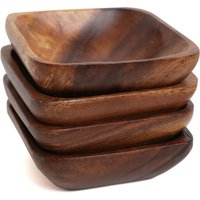 Set 4 Small Wood Bowls Wooden Serving Bowls Snacks Salad Bowls Set Wooden Details