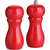 Orsina Glossy Red 11cm Salt & Pepper Grinder Set, High-Gloss Wooden Spice Mills, Vibrant Table Seasoning Crushers