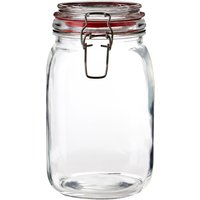 Orsina Stylish Square 1500ml Jar, Durable Glass Jar With Lid, Versatile Stainless Steel Locking Design Storage Jar in Clear