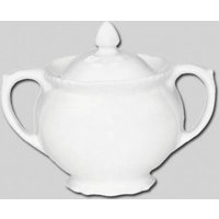 Orsina Elegant Embossed White Sugar Bowl, Functional White Sugar Bowl For Breakfast, Multi Purpose Sugar Bowl