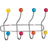 Orsina Chrome 8 Hook Hanger With Multi-Colour Plastic Balls, Wall Mounted Rack For Coats, Bags Or Accessories,