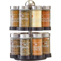 Revolving Design & Chrome Effect Spice Rack 16 Jars Stainless Steel Lid Spice Rack Kitchen
