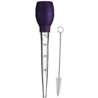Orsina Purple Silicone Baster With Brush, Clear Plastic Dropper With ml & oz Measurements, Silicone Food Baster