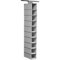 Orsina Grey & White Hanging Shoe Storage Organiser, 10 Shelf Fabric Shoe Rack, Foldable Closet Shoe Holder