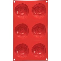 Orsina Silicone 6 Rose Red Cake Mould, Flexible Non-Stick Silicone Tray, Heat Resistant Up to 230°C