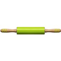 Premier Housewares Non Stick Zing Red Silicone Rolling Pin, Heat Resistant Rolling Pin, Durable Wooden Pin For KItchen in Green