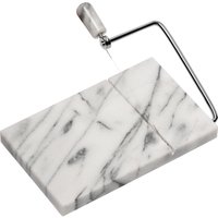 Orsina White Marble Cheese Board with Slicer, Natural Marble Serving Board with Built-In Stainless Wire Cutter