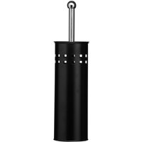 Orsina Matt Black Square Design Toilet Brush Holder, Lavatory Brush Set With Silver Handle, Loo Brush With Holder