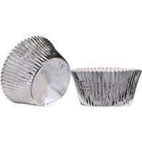 Orsina Fuchsia 40Pcs Large Cupcake Cases, Muffin Liners, Decorative Wrappers, Dessert Holders, Party Cup Moulds in Silver
