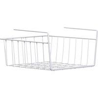 Orsina White Under Shelf Small Storage Basket, Compact Wire Organizer For Maximising Shelf Space, Durable